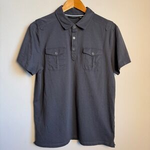 Marc Anthony Mens Charcoal Gray Short Sleeve Pocket Polo Shirt Size Large Preppy